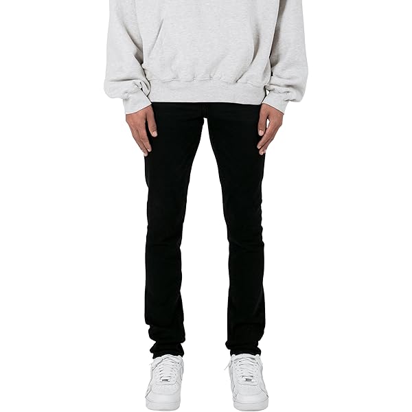 mnml Men's X559 Skinny Moto Denim, Black/Green at Amazon